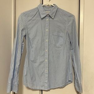 Aritzia Talula Blue Check Dress Shirt Blouse Oxford Cotton Classic Fit XS
